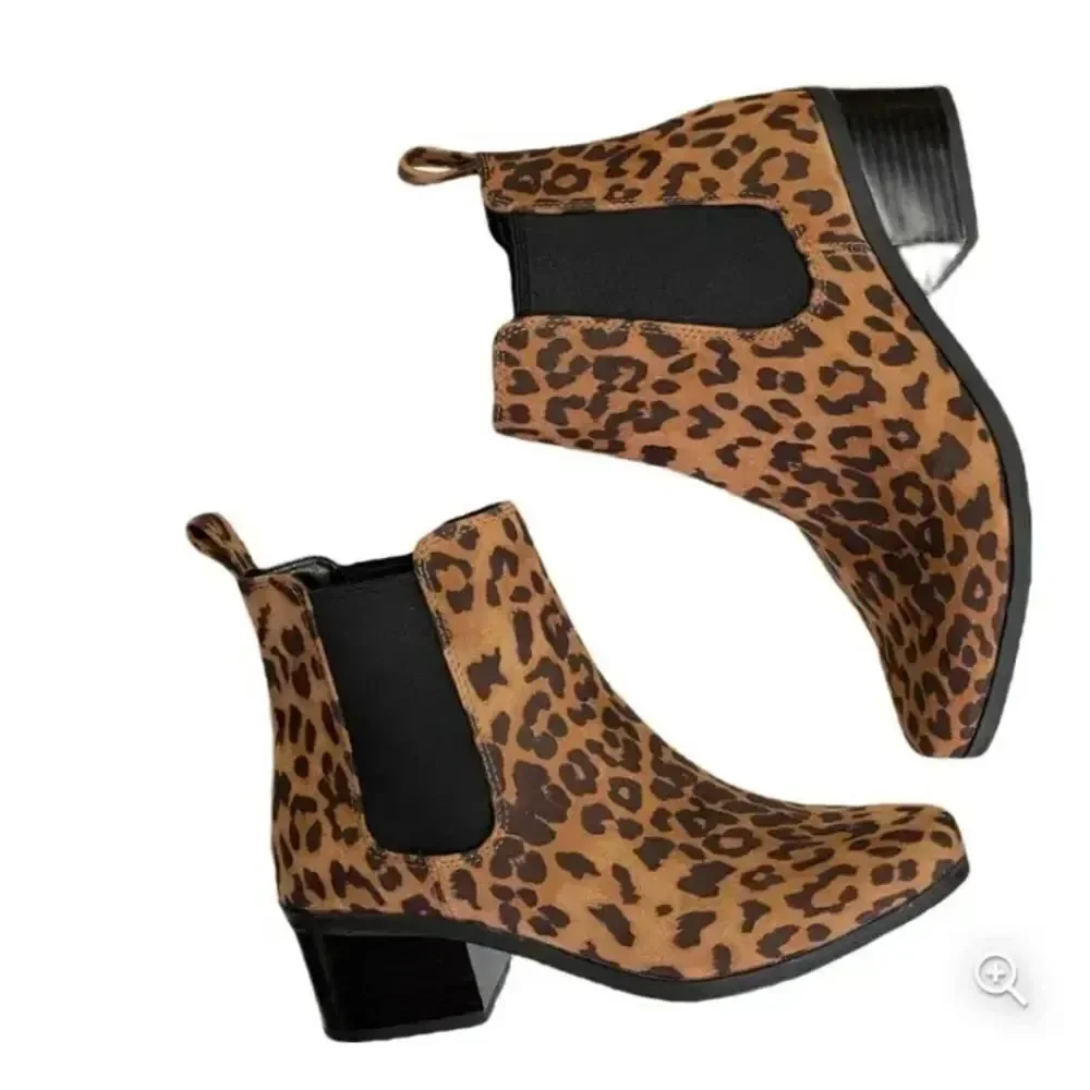 BRAND NEW NEW DAY FAUX SUEDE LEOPARD PRINT ANKLE BOOTS